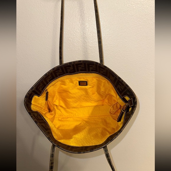 Fendi Zucca Coated Canvas Tote Yellow Interior - Picture 3 of 17